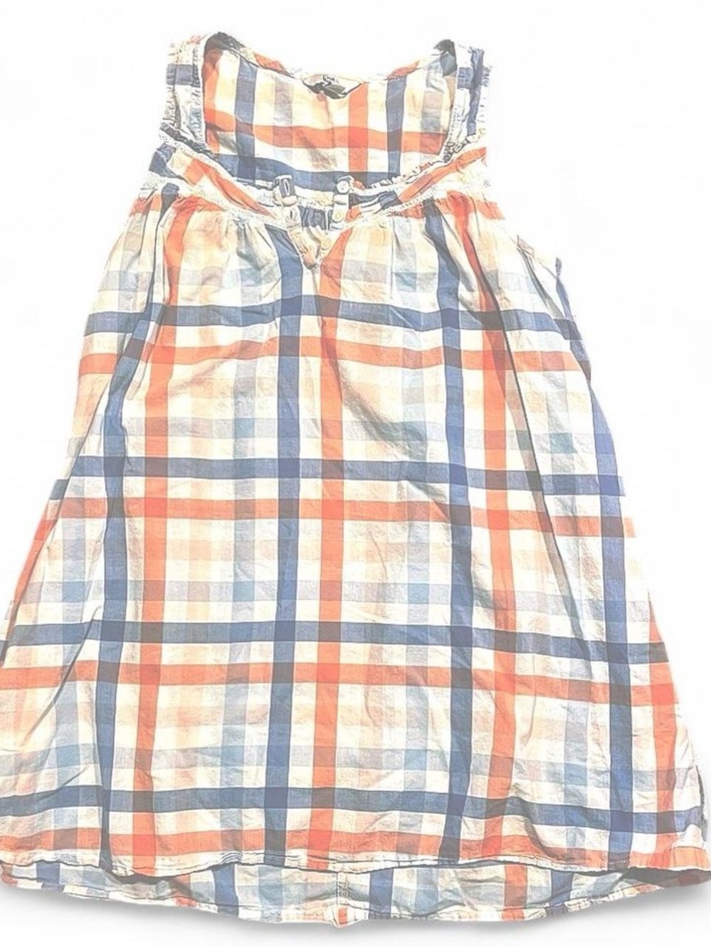 croft & barrow Orange and Blue Plaid Sleeveless Night gown 100% cotton